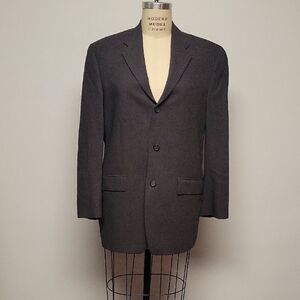 DKNY Essentials 100% Wool Charcoal Men's Blazer, Size 42L